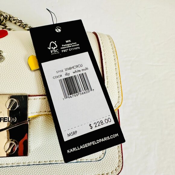 KARL LAGERFELD PARIS STUDDED EMBELLISHED RHINESTONE SMALL CROSSBODY BAG - Picture 14 of 14